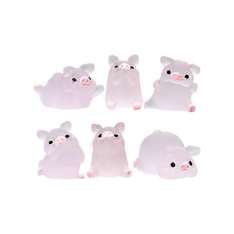 6er-Pack Mini-Leuchtschweinchen Tischdekoration Niedliche Mini-Tierfigur Mini-Harzschweinchen Basteldekoration