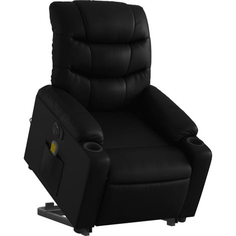Poltrona relax con funzione massaggio e funzione sollevamento elettrico reclinabile in PVC nero DEC027803