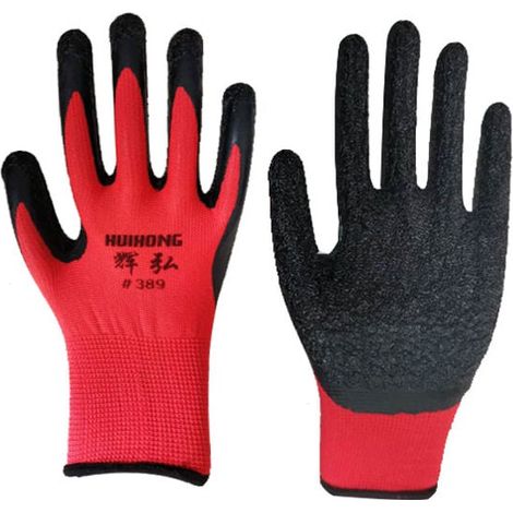 Set di guanti da lavoro solidi con rivestimento in lattice antiscivolo, ideali per manipolazione, giardinaggio, fai da te, cantieri edili, montaggio (confezione da 10 paia) (1/3)