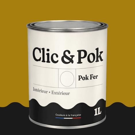 Peinture Fer Antirouille – Métal Extérieur Intérieur, Satinée, Protection Rouille - 1L - RAL 1027 - Jaune curry