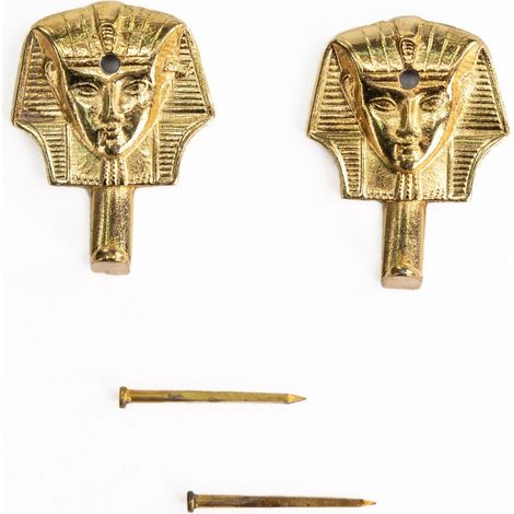 Lupia - Kit 2 Ganci FARAONE ORO, per Specchiere, Quadri e Cornici, Metallo Dorato, Adatti a tutti gli ambienti, Chiodini per il Fissaggio Inclusi, Dimensioni 3,1x2,8 cm (1/2)