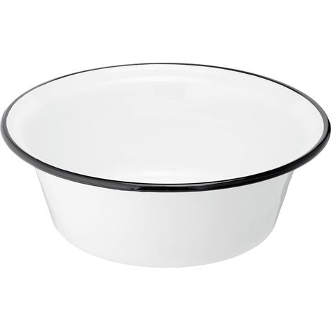 KRÜGER Karl Ciotola in Ferro smaltato, Misure a Scelta, Colore Bianco con Bordo Nero 32 cm