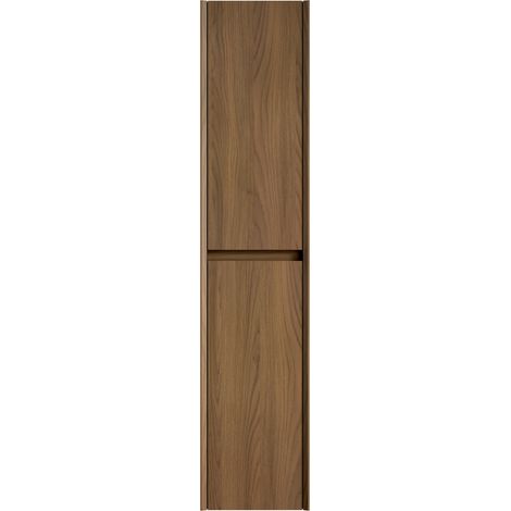 Mobiletto da bagno a muro alto 140 cm con 2 ante in compensato color espresso, design sottile per spazi piccoli (1/5)
