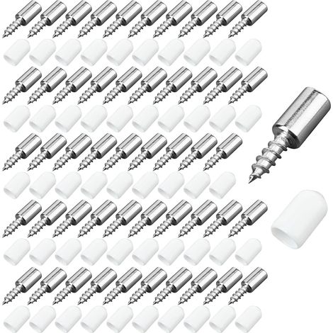 50pcs Chevilles de Support d'étagère 7,5 mm avec Vis Autotaraudeuses à Manchon antidérapant, goupilles d'étagère en métal pour Armoires de Cuisine, Armoires, Meubles de Garde-Robe (1/5)