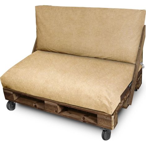 Cojín para palets Polipiel Exterior Patagonia Beige Set: Asiento 120x80x20 + Respaldo 120x45x25 Patagonia Beige