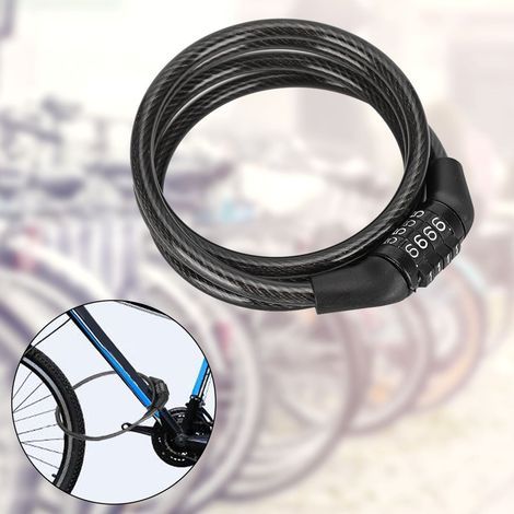 Câble de sécurité en acier à combinaison 4 chiffres pour vélo - Antivol extérieur pour cyclisme (1/5)