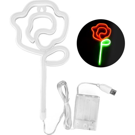 néon en forme de rose décoration pour la Saint Valentin