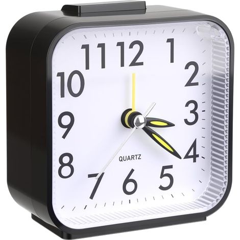 Silent Alarm Clock Bedside, Non Ticking Battery Operated Analogue Clock with Night Light Luminous & Snooze, Small Travel Clocks for Heavy Sleepers Kids Bedroom Loud Desk (1/5)