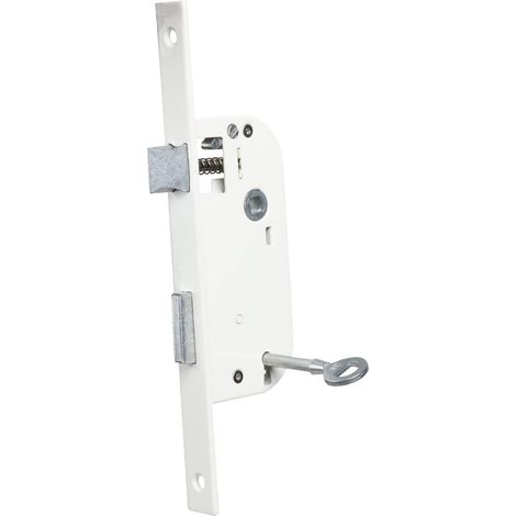 Serrure à encastrer axe 40 mm pour Porte de Chambre, Clés de sûreté 4 Gorges, Coloris Blanc (1/5)
