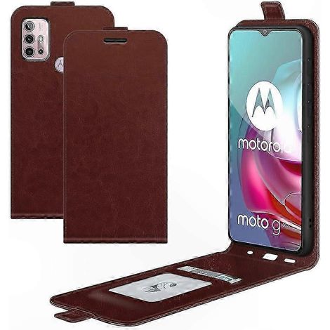 Vertikale Klapp-Lederhülle mit Kartenhalter und Fotorahmen für Moto G30/G10, strukturiertes Muster R64, robuste Ausführung (1/4)