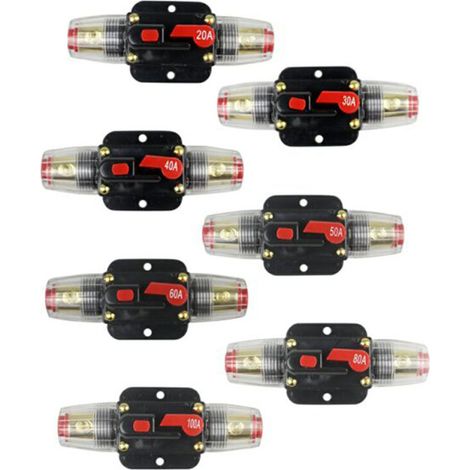 portafusibles para automóvil impermeable de 60 A, negro, con reinicio para audio (1/2)