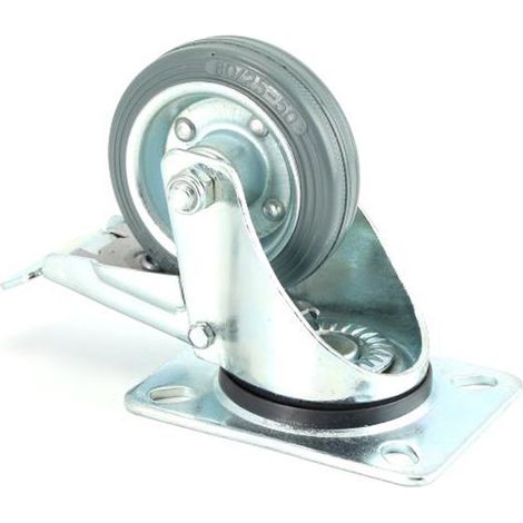 Lenkrolle mit Gummirad und Bremse 80 x 25 mm (1/2)