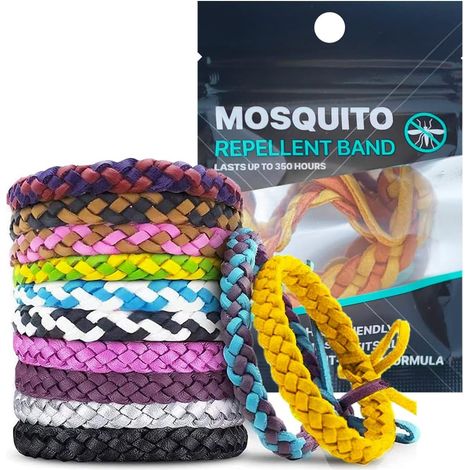 Lot de 10 bracelets anti-moustiques réglables en cuir sans DEET, naturels, protection anti-insectes pendant 350 heures (1/5)