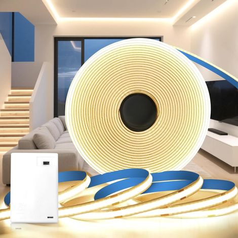 Ruban LED COB Pile Batterie, 2M Bande LED à Piles, Blanc Naturel 4000K 320LED/M Lumineuse 5V Adhésive Bandeau à Alimentation Batterie pour Cuisine Sous Meuble, Chambre, Placard Décoration (1/5)