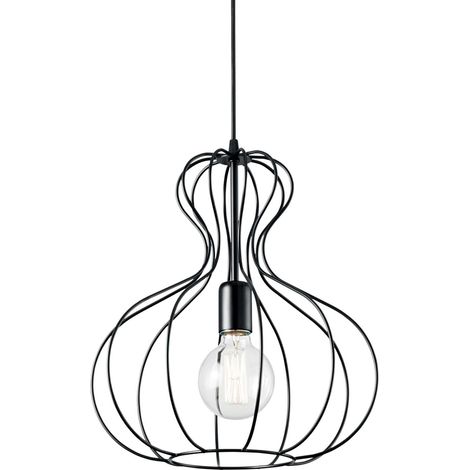 Sospensione Industrial-Minimal Ampolla-1 Metallo Nero 1 Luce E27 (1/2)