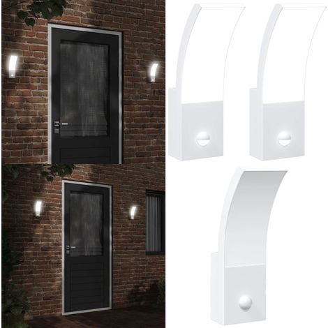 LED-Außenwandleuchten mit Sensor 2 Stk. Weiß Aludruckguss - LED-Lampe - Außenleuchte - Wandleuchte - Bewegungsmelder - Sensoreinrichtung - Home & Living (1/5)
