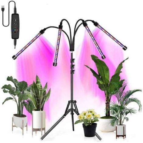 Lampe pour plantes pliable avec support réglable et minuterie, noire. (1/4)