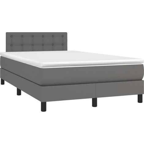 vidaXL Giroletto a Molle con Materasso Grigio 120x200 cm in Similpelle