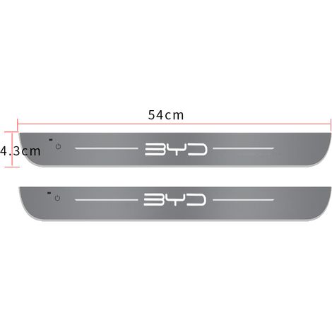 (Autres modèles - 2 pièces pour portes avant) Convient pour BYD Atto 3 EV Yuan Song Han 2022 2023. Seuil de porte lumineux avec logo et éclairage LED décoratif pour pédales de voiture. (1/4)