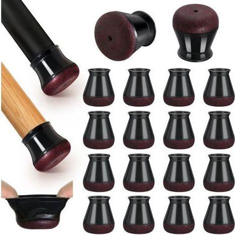 Lot de 16 Protections pour Pieds de Chaise avec Feutrine, Patins Adhésifs pour Meubles, Convient aux Pieds Droits et Inclinés, Protection du Sol (1/3)