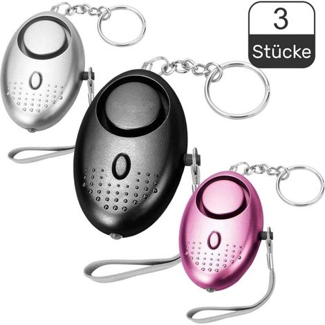 Alarme de Poche pour Femmes, Porte-Clés d'Alarme Personnelle 140 dB avec Lampe de Poche (3 Pièces) (1/3)
