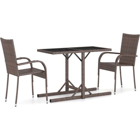 Maison Exclusive - Ensemble à manger de jardin 3 pcs Marron (1/5)