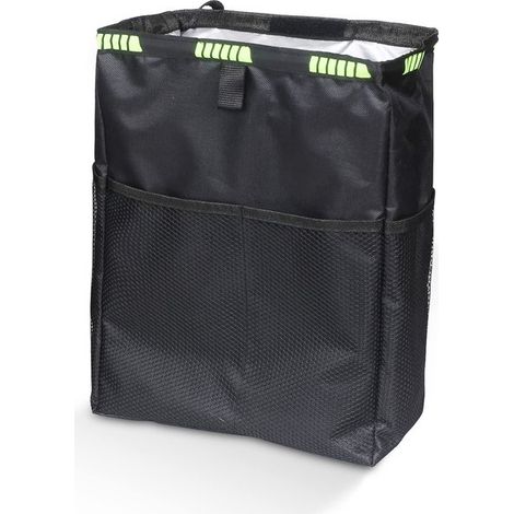 Cubo de basura para coche, gancho para colgar bolsas de basura, correa ajustable para el hombro, revestimiento impermeable y cierre de resorte (1/4)