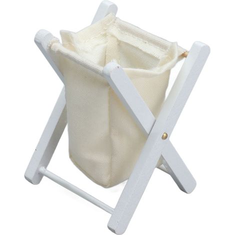 Panier à linge miniature pliable pour maison de poupée à l'échelle 1:12 (blanc) (1/5)
