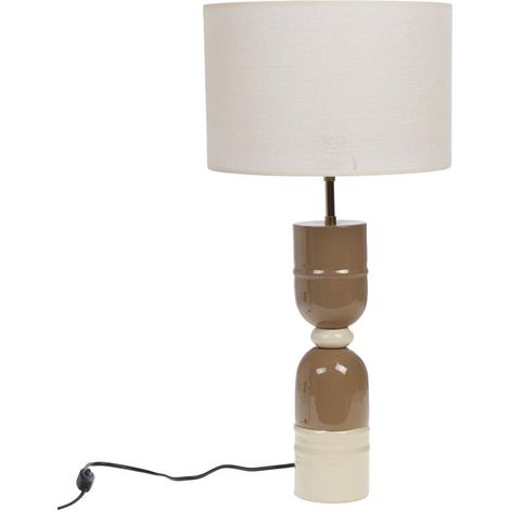 Amadeus - Lampe Miles taupe avec abat-jour en jute (1/2)