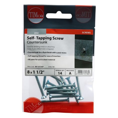 TIMCO Self-Tapping Countersunk Silver Screws - 8 x 1 1/2