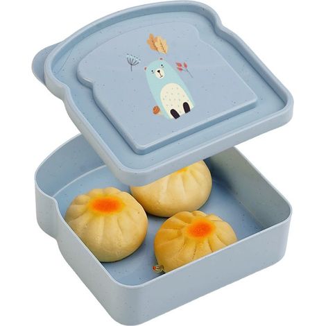 Set di 4 contenitori per il pranzo in plastica riutilizzabili a forma di toast, adatti al microonde e alla lavastoviglie, ideali per l'ufficio e il campeggio.