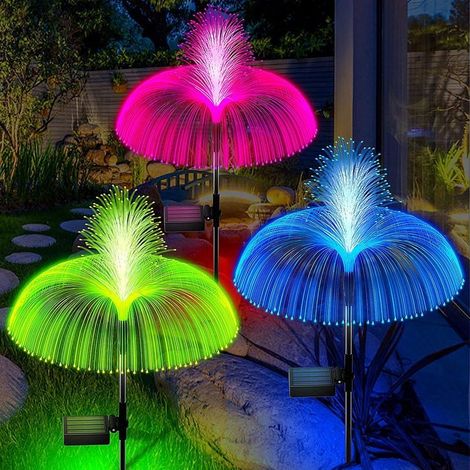 Lot de 3 7 couleurs Lampes solaires de jardin à énergie solaire en forme de fleur, étanches, décorations de cour à changeantes (1/5)