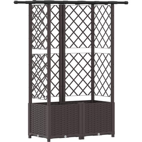 Fioriera da giardino Letto Rialzato con Griglia e Tetto Marrone 124 x 40 x 136 cm PP (1/5)