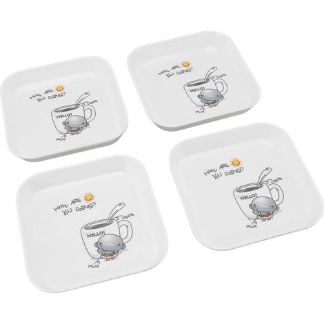 4 assiettes à snacks, ramasse-os carrés, coupelles à fruits, plats à déchets, sets pour café et apéritif, usage domestique (1/5)