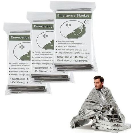 Couverture de Survie Isotherme – Lot de 6 – Imperméable et Coupe-vent – 210x130cm – Réflecteur de Chaleur 90% (1/5)