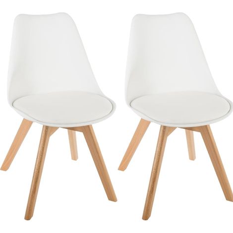 Lot de 2 chaises style scandinave Baya Atmosphera - Blanc - Blanc - (1/4)