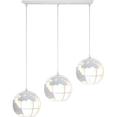 3 Lumières Plafonnier Industriel Créatif Lampe À Suspension Rétro Vintage En Métal Blanc Pour Chambre À Coucher, Café Et Bar (1/5)
