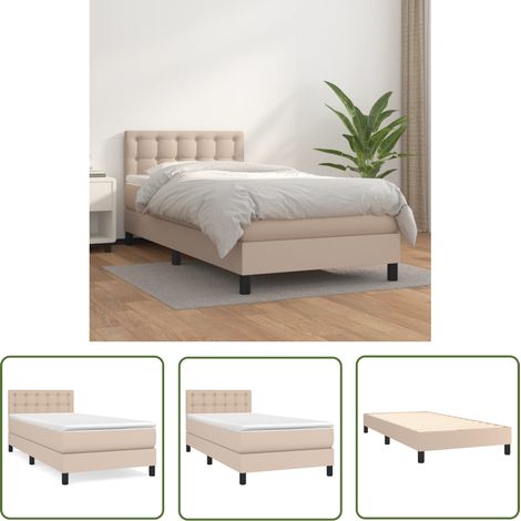 The Living Store Boxspringbett Matratze Cappuccino-Braun 100x200cm Kunstleder - Boxspringbett - Betten - Doppelbett - Kunstlederbett - Kaputino Braun (1/5)
