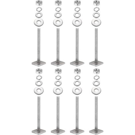 Boulons Fente T M6 x 65mm, 8 Ensemble Boulons Tête Carrée T pour Porte-Bagages Toit Boulons T Acier Inoxydable avec Écrous Rondelles pour Porte-Vélos Skis Kayaks (1/5)