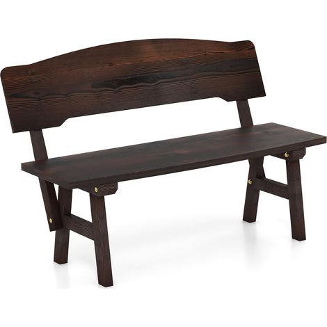 COSTWAY Banco Jardin Exterior de 2 Plazas, Banco Madera Abeto con Respaldo Inclinado, Banco Jardin Patio Terraza Porche, Carga 325 kg, 120 x 51 x 78 cm (1/5)