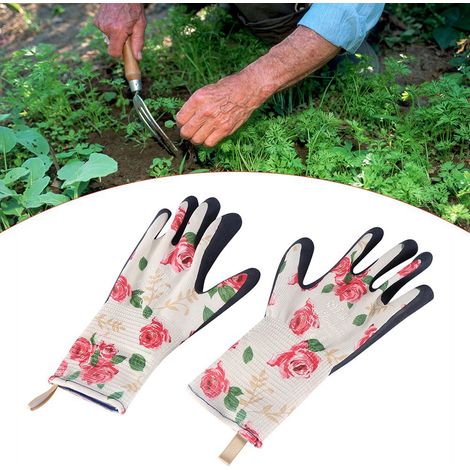 Paire de gants longs pour femme, antidérapants, imperméables et anti-perforation, pour le jardinage (rose, L) (1/5)