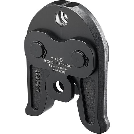 Mâchoire de sertissage V15, 15 mm pour tubes en acier inoxydable, acier cémenté haute résistance, compatible outils de pressage standard. (1/5)