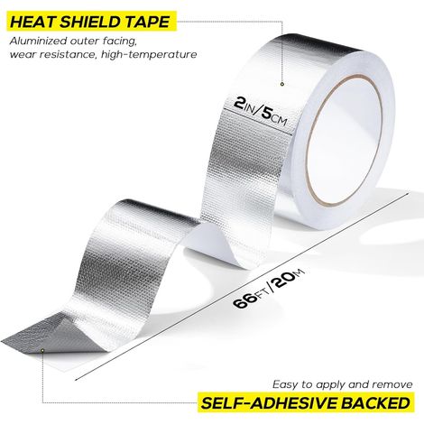 Nastro in alluminio da 50 mm x 20 m, nastro impermeabile argentato, isolamento termico per tubi e automobili - Fibra di vetro - Isolamento termico (1/4)