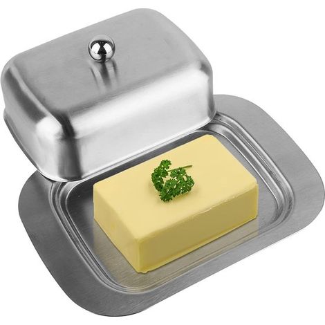 Beurrier, beurrier avec couvercle, boîte à beurre, contenant fraîcheur pour petites quantités de beurre, beurrier en acier inoxydable, beurrier, boîte à beurre, coffre à beurre, fraîcheur (1/5)