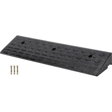 Rampe d'accès en caoutchouc - 10 cm - Avec kit de fixation - Pour voiture, fauteuil roulant, moto, trottoir - 100 x 25 x 10 cm (1/5)