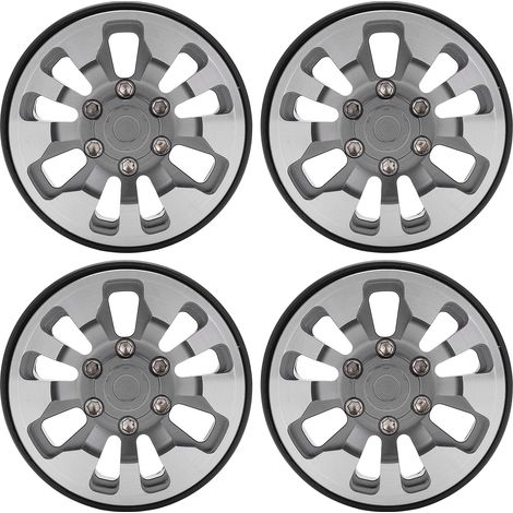 Jantes Beadlock en alliage d'aluminium 57 mm, 9 trous, moyeu avec écrous pour voitures RC Crawler, titane (1/5)