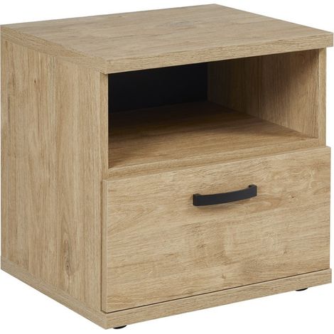 Comodino per la camera del bambino e del bambino con cassetto e vano, collezione TIMMY colore quercia dorata.