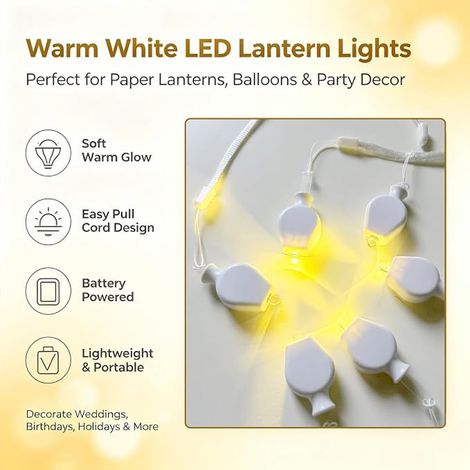 Mini LED Light for Paper Lanterns and Balloons, Warm White with Hanging Cord, Replaceable Batteries, Party, Indoor and Outdoor Decoration (1/2)