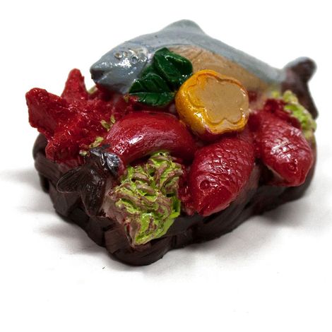 CESTO CON PESCE IN RESINA 5X3X2,5CM ACCESSORI PER PRESEPE (1/4)