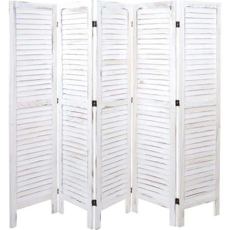 [NEUWERTIG] Paravent HHG-527, Trennwand Sichtschutz Raumteiler, Shabby-Look 170x200cm weiß